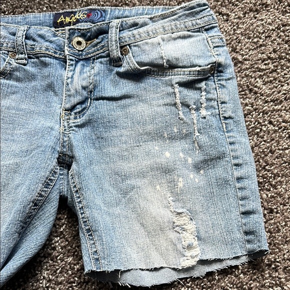Angels Women's Distressed Blue Denim Shorts Size 7 - Picture 4 of 11